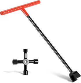 Wmk-004-hy Rkiiqii 17in Professional Water Meter Key Shut Off Tool With 4-way Utility Keys Sturdy