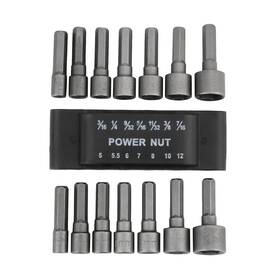 Rongon 824917864117 Power Nut Driver Drill Bit Set Of 14 Pcs Steel Metric Socket 14pcs
