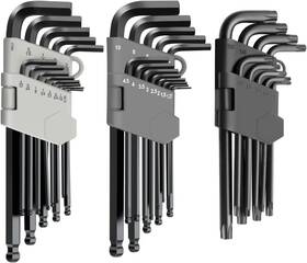Rotation 652569763614 35-piece Ball Head Hex Key Set 3-pack Metric/sae/torx Folding Allen Wr