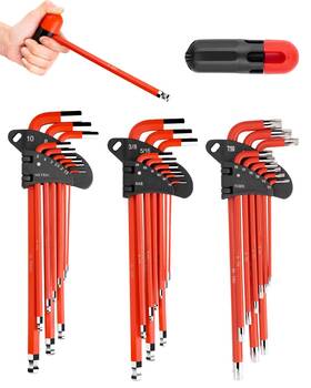 Rotation 652569763621 27pc Extra Long Hex Key Set - Metric Sae Ball End Allen Wrenches L