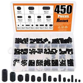 Rustark 450pcs M3 M4 M5 M6 M8 Allen Head Socket Hex Grub Screw Set Assortment