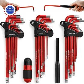 81139 Sedy Hex Key Set 30 Pc Long Arm Ball End Torx W T Handle Extension Sae Metric