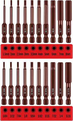 Sdy-94304 Sedy Premium 20-piece Hex Bit Set - Durable S2 Steel 2.3 Inch Allen Key Bits Sae And Me