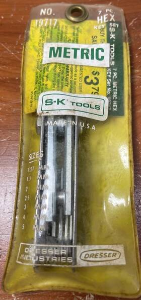 19718 Sk 19717 S-k Folding Hex Key 7pc Set Metric Mm Usa Vintage