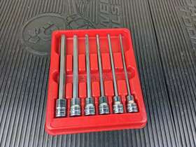 206efal Snap-on #be596 3/8 Inch Drive Sae 6 Piece Long Hex Bit Socket