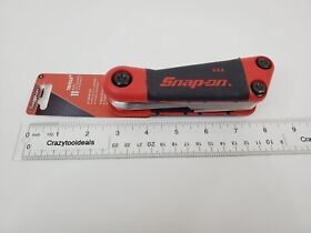 Awef11k Snap On Tools New 11 Piece Sae 5/64-3/8inch Hex Key Folding Set Red