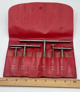S579h Starrett Five Piece Scoping T-handle Set Sae Metric With Red Pouch
