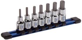 Sunex Tools 613364183342 7pc 3/8 Inch Drive Chrome Hex Bit Socket Rail Metr