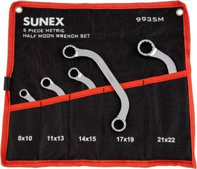 9935m Sunex Tools 642008916411 Metric Half Moon Wrench Set 5-piece Fully Polished