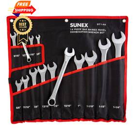 Sun9714a Sunex Tools 9714a Sae Combination Wrench Set Chrome