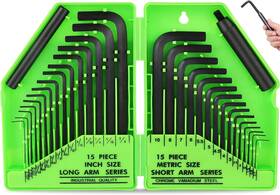 Swanlake Garden Tools 711181433388 32pcs Hex Key Set Allen Wrench Inch/metric Mm 0.7mm-10mm