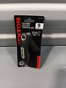25132 Tekton Folding Hex Key Wrench Set / 9 Wrenches/chrome Vanadium