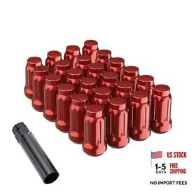 315-12125-24re-j Tgeg 12x1.25 Spline Lug Nuts Pack 1.38 Inch Tall 3/4 Hex Conical Seat M12x1.25 24 Red