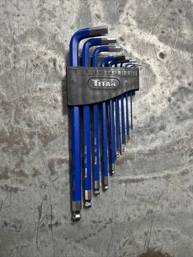 12714 Titan 787721778882 9-piece Extra-long Arm Ball Tip Metric Hex Key Set Blue