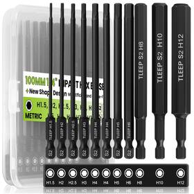 Kwokker-21 Tleep New 4 11pcs Allen Wrench Drill Bit Set 1.5mm-12mm 1/4 Hex Shank Long Metri