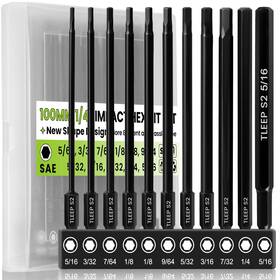 Tleep-21 Tleep New 1/8 11pcs 1/4 Inch Allen Wrench Drill Bit Set 5/16 -5/64 100mm Long Length Magnetic Tleep-21 Tleep New 1/8 11pcs 1/4 Inch Allen Wrench Drill Bit Set 5/16 -5/64 100mm Long Length Magnetic