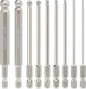 H-wj-606 Tonsiki 9pcs Ball End Hex Head Allen Drill Bit Set Metric S2 Steel Bits