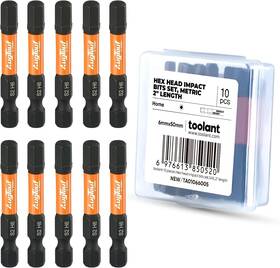 01066005 Toolant 6mm Impact Hex Bits Set 10pcs 1/4 Inch Hex-shank Allen Wrench