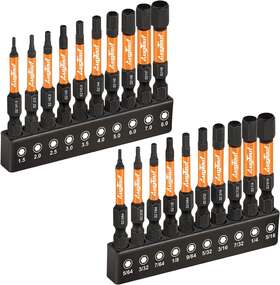 Toolant 711181198553 Impact Hex Head Allen Wrench Drill Bit Set 20pcs Metric&sae 1/4 Inch