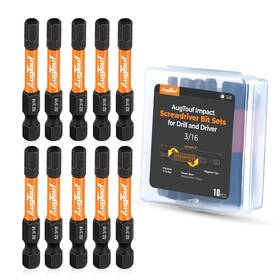 Toolant 711181703184 3/16 Inch Impact Hex Head Allen Wrench Drill Bit Set 10pcs 1/4 Hex-shank S