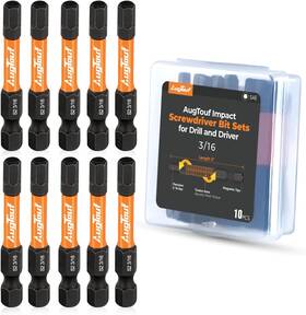 Ta01001023 Toolant 3/16 Inch Impact Hex Bits Set 10pcs 1/4 Orange