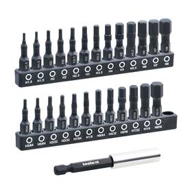 Ta01103001 Toolant 26 Pcs Hex Head Allen Wrench Drill Bit Set 1/4hex Metric&sae 26pcs