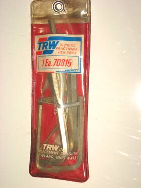 70815 Trw 10-piece Sae Frctional Allen Hex Key Set #