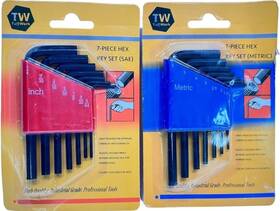 Tuffwork 762535087672 Lot Of 4 Tw Tuff Work Hex Key Sets 7 Pcs Sae And Metric Allen Wrench 2 Each