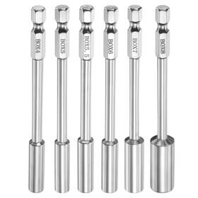 Uxcell 649603440730 6pcs Nut Driver Drill Bit 4-8mm Socket 1/4 Inch Hex Shank 3.94 Long Setter
