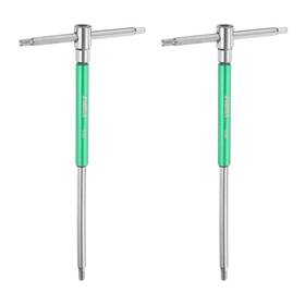 Uxcell 664694316702 2pcs T-handle Hex Key Wrench 4mm Metric 3-way Sliding Handle Spinner