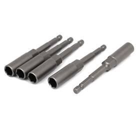 Uxcell 709874437164 5pcs 102mm Length 7mm Hex Shank 10mm Hexagonal Deep Socket Nut Driver Bit Gray