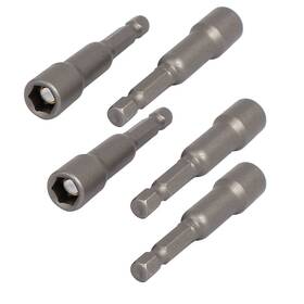 Uxcell 709874717013 5pcs 5/16ftft Width Hex Socket Magnetic Wrench Nut Setter Driver Bits Gray