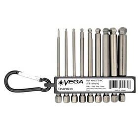 Vega 843854025887 175bpmcs9 Ball-end Hex X 3 In 9 Pieces Set