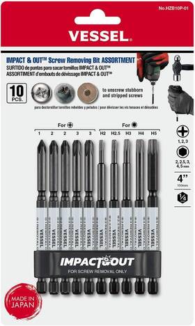 Hzb10p01 Vessel Usa Official Impact And Out Screw Removing Bit Assortment