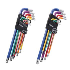 Vevor 197988484417 Hex Key Allen Wrench Set 22pcs Sae And Metric Long Arm Ball End