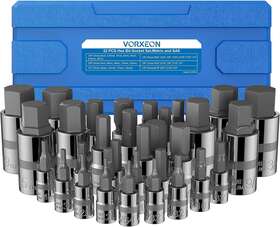 50bv30 Vorxeon Vor016 -defba 32pcs Sae And Metric Allen Hex Bit Socket Set Cr-v Drive