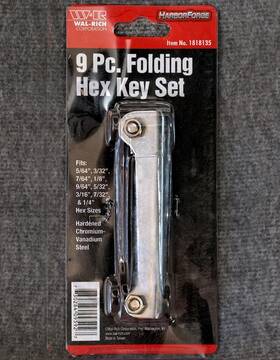 1818135 Wal-rich 9 Pc Sae Folding Hex Key Set #1818135 New In Package