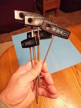 Wiha 084705334929 Vtg 5 Piece Sae 6 Inch T-shape Hex Key Set W Germany 3/16 5/32 9/54 1/8 7/64