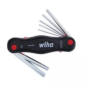 Wiha 313107980985 Pocketstar Dual Fold Hex Key Set With Pushbutton Key-lifter Metric 7-piece