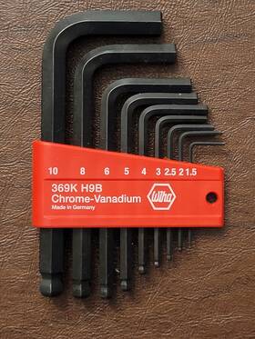 369k-h9b Wiha 369k H9b Ball End Hex L-key Chrome-vanadium 9 Piece Set Nos