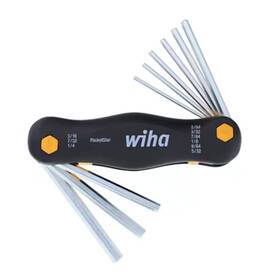Wiha 445023471469 Pocketstar Dual Fold Hex Key Set With Pushbutton Key-lifter Imperial 9-piece