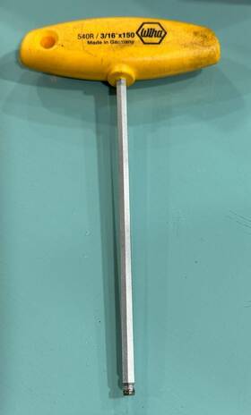540r Wiha 5/16 Inch X 150mm T-handle Ball Type Hex Key - Yellow Grip Germany