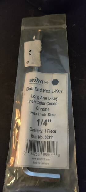 56911 Wiha Color-coded Ball-end Hex Inch L-key Chrome 1/4