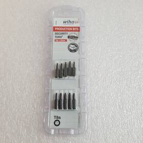 70128 Wiha 10 Piece Pack Of T8s X 25mm Security Torx Production Bits