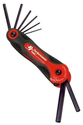 W80282 Wilmar 039564802829 Performance Tool Folding Hex Key Set Chrome Vanadium Steel Color Coded Sa