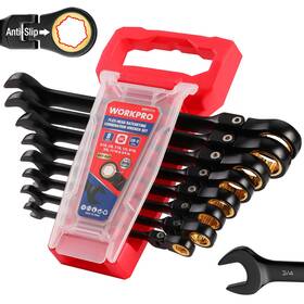003361 Workpro 8-piece Flex Head Ratcheting Wrench Set Anti-slip Sae Red
