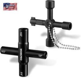 40cr Workpro 744110274851 2pc 4 Way Water Key Wrench Universal Utility Sillcock And Mult