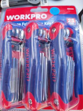W000900 Workpro 25 Pieces Folding Hex Key Set 3-pack Sae And Metric Torx Star