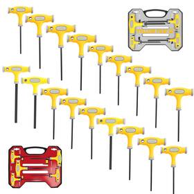 Yellow Paw 810147654314 T Handle Allen Wrench Set 18 Pack Of Metric And Sae Industrial Grade Steel Lon