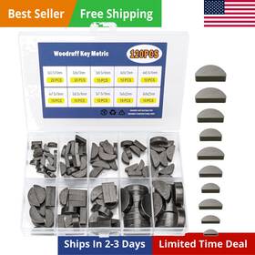 Bm2506n0501xy-fba Yinpecly 120pcs Woodruff Key Assortment Kit 10 Sizes Of Half Moon Keys Metric Set